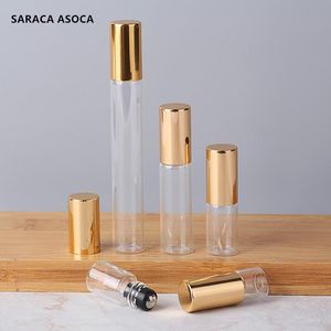 Bottle Wholesale 3ml Mini Glass Steel Roller Perfume Bottle Transparent Clear Roller Bottle Empty Ball Perfume Bottle Black Cap