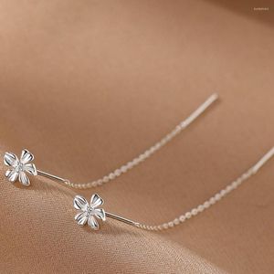 Dangle Küpeler S925 STERLING Gümüş Çiçek Kulak Teli Işık Lüks Kadın Ziyafet Kıdemli Sense Mücevher Hediye Toptan