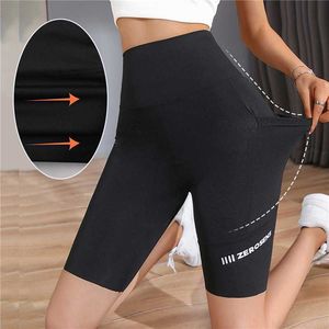 Leggings femininas 2023 cintura alta cor sólida levantamento de quadril calça de ioga bolso shorts de tubarão ciclismo equitação leggings roupas femininas