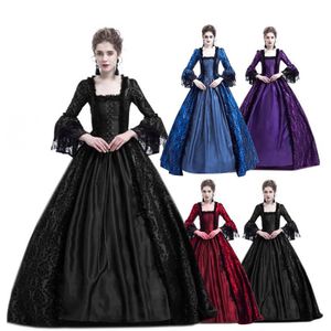 Vestidos Halloween mulheres vitorianas Rainha medieval Cosplay Costume vintage retro gótico de renda estitiquendo cace up Party Long maxi vestidos#g3