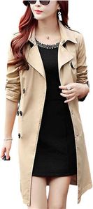 DBDKEJJ Spring Autumn Women Long Trench Coat Slim Overcoat Lady Casual Double Breasted Windbreaker Jacket