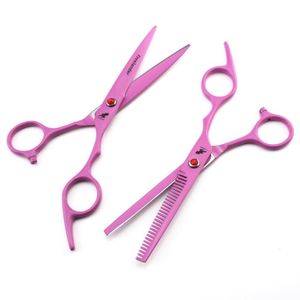 BLADE Pink Sharp Blade Barber Hair Soxe Set 6 tum Professionell salongfrisör Cutting Thunning Scissors Haircut Tools