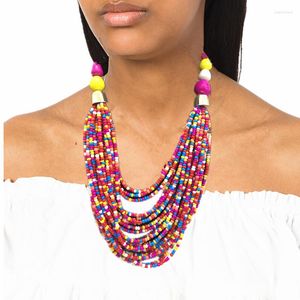 Ketten Mode Innecklace Boho Ägypten Stil Trendy Multilayer Hochzeit Collier Perle Schlüsselbein Schmuck Ethnische Vintage Halskette Ohrring Set