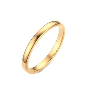 Band Rings New Cute Women Goldcolor Trendy 2 Mm Tungsten Carbide Bands For Drop Delivery Jewelry Ring Dhj5S