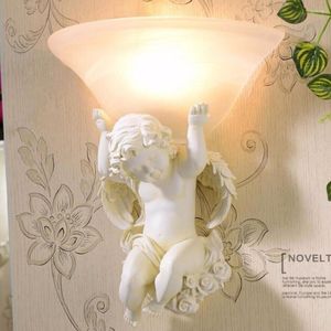 Wall Lamp European Art Resin Lamps Led Living Room Decoration Beige Angel E27 Lustre Lighting Light Z30