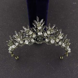 Hair Clips Rhinestone Beads Bridal Tiaras Crowns Women Black Witch Crystal Baroque Bride Jewelry Pageant Diadem Wedding Accessories