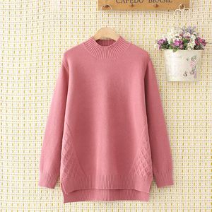 Kadın Sweaters 2023 Gevşek Pembe Sweater Kadınlar Örgü Külot Yarım Yaka Sonbahar Kış Örgü Dipli Gömlek Kadın Top Z200