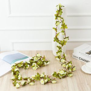 装飾的な花250cm人工バラの花Rattan偽のひまわりを掛けるアイビープラスチック製Diyクラフトパークエルバルコニーホームデコア植物