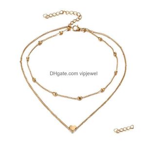 Pendant Necklaces Simple Golden Love Heart Necklace For Women Mtilayer Ball Neck Statement Drop Delivery Jewelry Pendants Dhbsr
