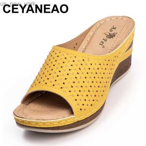 Ceyaneao Summer Ladies Footwear Sandals With Rhinestones Women's Orthopedic Wedge Sandal Slipper Kvinnliga medicinska sjuksköterskor Pump L230518