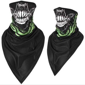 Triangle Skull Ghost Magic Scarves Balaclava Motorcycle Face Mask Cover Tactical Cs Paintball Neck Gaiter Tube Scarf Moto Motorbike Bandana Head Wraps Turban