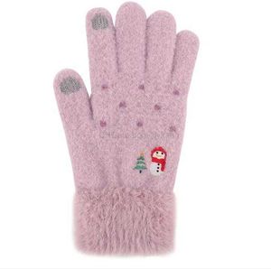 winter warm cycling ski gloves women girls multifunction Telefingers touch screen gloves soft mink fleece knitted glove christmas gift