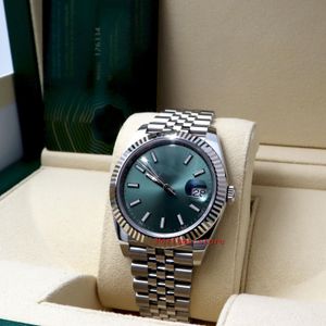 DateJust 41 Mint Green New Release Стальное белое золото автоматические часы 126334-мода Автоматические водонепроницаемые сапфировые мужские часы 126334