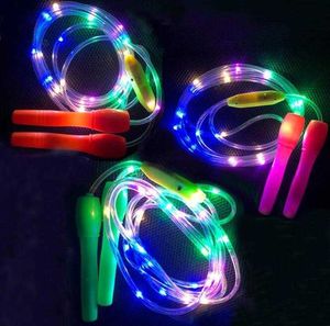 Led jump ropes flashing skipping rope 3 modes lights rope skipping exercise fitness equipment for kids adult christmas festival gift