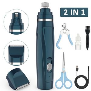 Trimmers 2in1 Pet Dog Cat Nail Grinder Polisher Paw Foot Hair Clippers Remover Trimmer USB RECHARGEABLE FÖR DOG HÅR RACHAVING NAICS SCISSOR