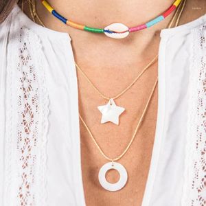 Pendant Necklaces Minimalist Gold-color Rope Shell Necklace For Man Women White Star Round Collar Gift Couples Base Chain