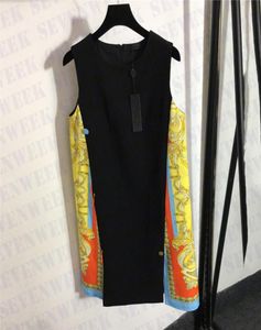 Vestidos de colete com estampa vintage para mulheres Designer de luxo sem mangas Vestido de festa de casamento Moda Saias femininas Verão1872925