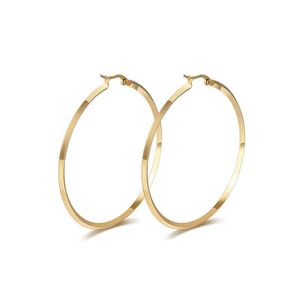 Dangle Chandelier 대형 스테인레스 스틸 보석 Goldcolor / Siercolor Round Hoop Earrings For Women Drop Delivery DHJQM