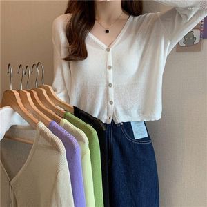 Maglieria da donna monopetto donna stile coreano moda manica lunga solido retrò streetwear nero scollo a V tendenza femminile cardigan con bottoni casual