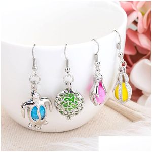 Charm Est Hollow Pendant Earrings Set Aromatherapy Per Locket With Pads Essential Oil Diffuser Diy Fragrance Flower Many Drop Delive Dhldi