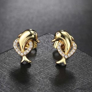 Charm Liebessymbol springendes Herz Delphin Ohrstecker für Frauen Ohr Dating Geschenk Modeschmuck R230603