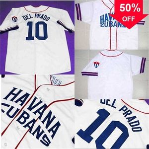 Xflsp GlaMit # 10 DEL PRADO Jersey HAVANA CUBANS BUTTON-DOWN 100% Cucito Personalizzato RETRO BASEBALL JERSEY CUBA Qualsiasi Nome Numero Bianco vintage