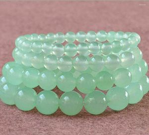 Strand 6/ 8/10/12/14mm Light Green Jade Gemstone Round Beads Stretch Bracelet 7.5"