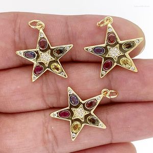 Pendant Necklaces Fashion Gold Plated Hip Hop Style Star Pentagram Necklace Copper Inset Zircon DIY Jewelry Making Cute Accessories Gift