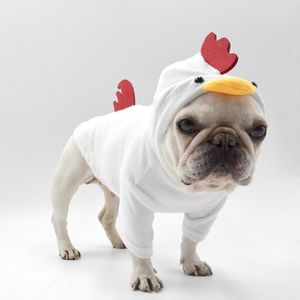 Giacche Divertente Costume da pollo di Halloween Abbigliamento per cani da compagnia per cani di piccola taglia Abbigliamento Pug Cappotto caldo Accessori per cani Felpe con cappuccio Bulldog francese SL