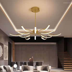 Chandeliers Modern Chandelier Living Room Lighting Luxury Dining Bedroom Atmosphere Fixtures Nordic Style Bar Strip Lights Gold Decor Lamp