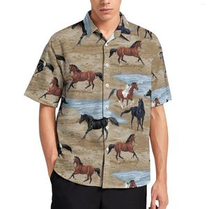 Koszulki męskie Koriny Korskie wzór plaży Mężczyźni Aloha męskie krótkie rękawowe hawajskie letnia moda nadrukowana