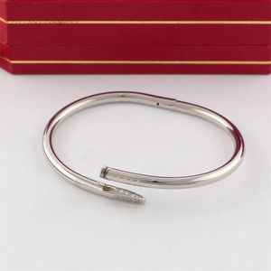 pulsera fina de uñas hombre pulseras de diseño brazalete de oro tamaño 17 y 19 amor braclet diamante 18k chapado en oro acero inoxidable plata rosa unisex pulsera de mujer clásica