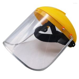 Motorcykelhjälmar Skyddande mask full ansikte sköld säkerhet pvc klart huvudmonterad ögonskärm hatt skydda mun täckning slipning snabbt