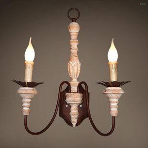 Wall Lamp Wooden Art Antique Old Living Room Bedroom Study Villa Hall Decorative Lamps And Lanterns.