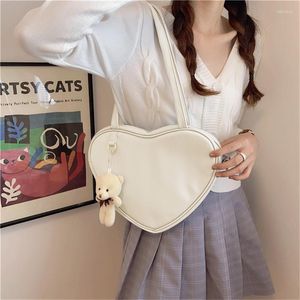 Abendtaschen Mädchen Herz Süße Reißverschluss Shopper Umhängetasche Japanische Lolita Liebe JK Uniform Messenger Weiche Leder PU Tote 2023