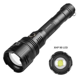 Most Powerful Flashlights Torches 30W XHP90 LED Flashlight 5000 Meter zoom Torch Light Tactical Flashlights Rechargeable 22650 Battery Dimmable Long Shot Lamp
