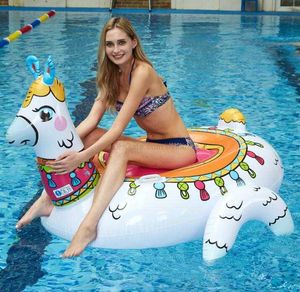 Hot adult water sports alpaca swim ring tubes floating raft giant animal mattress swimming pool water bed chair air floats toys