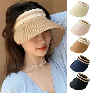 Cappelli a tesa larga Cappello per protezione solare Intreccio di paglia Top vuoto Parasole Tendenza da donna Moda all'aperto Estate Stile per il tempo libero Traspirante