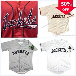 Xflsp GlaMitNess Herren Augusta GreenJackets Trikot 2021 Neu Weiß Beige Grau Rot Benutzerdefinierte Beliebiger Name Beliebige Nummer Doppelt genähte Hemden Baseball-Trikots