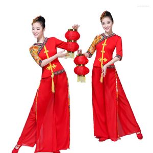 Bühnenkleidung Frauen Klassischer Yangko-Tanz Roter Tang-Anzug Sets Alte chinesische Nationalkleidung Jahr Festival Performance-Kostüm