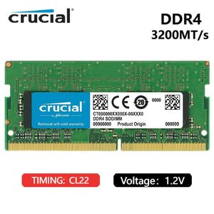 Rams New Crucial RAM 8GBシングルランクDDR4 3200 MT/S（PC425600）CL22 SR X8 Unbuffered Sodimm 260Pin 16GB 2666 MHz CL19ラップトップメモリ