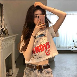 T-Shirt Harajuku Kawaii Moda Ayı Kelebek Kadın T-Shirt Eğlenceli Karikatür Sevimli Anime Top Kısa Kol P230603