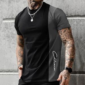 Herren-T-Shirts, Herren-Shirt, Grafik, Farbblock, Rundhalsausschnitt, Kleidung, 3D-Druck, Herren, schmale Passform, sportlich, langärmelig, für Herren