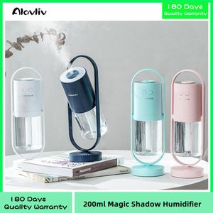 Purificadores 200ml Magic Shadow USB Umidificador de ar para casa com luzes noturnas de projeção Ultrasonic Car Mist Maker Mini Purificador de ar de escritório