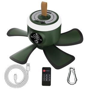 Fans Wireless Camping Fan Portable 8000mah Usb Rechargeable Power with Led Lamp 4 Gears Remote Control Timing Electric Ceiling Fan