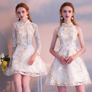 Dresses Vintage Fashion Runway Style Wedding Retro Clothing Mini Gown Marriage Cheongsam Qipao Party Evening Dress Vestidos Clothes New