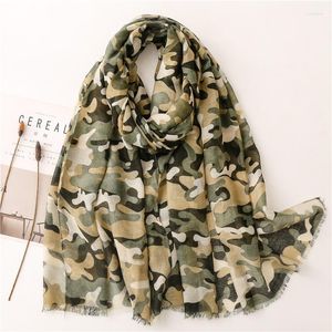 Cachecóis Feminino com Franjas de Outono Xale Exército Camuflagem Verde Cachecol de Viscose Alta Qualidade Pashminas Envoltório Muçulmano Snood 180 90Cm