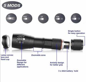 Led glare flashlight T6 flashlights torch portable zoom lamp super bright aluminium alloy lamps waterproof torch with 18650 battery charger Alkingline