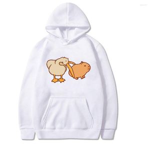 Herrtröjor roliga capybara grafiska casual mode streetwear tecknad tryck kvinna/man hoody höst vinter harajuku unisex pullover