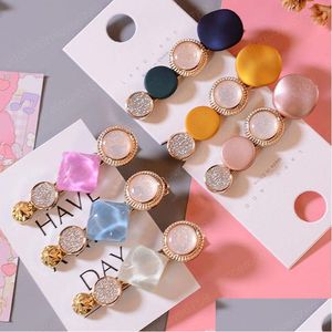 Hair Clips Barrettes Korean Style Crystal Button Round Clip Elegant Girls Headwear Hairpins Women Party Ornament Fashion Barrette Dh6He